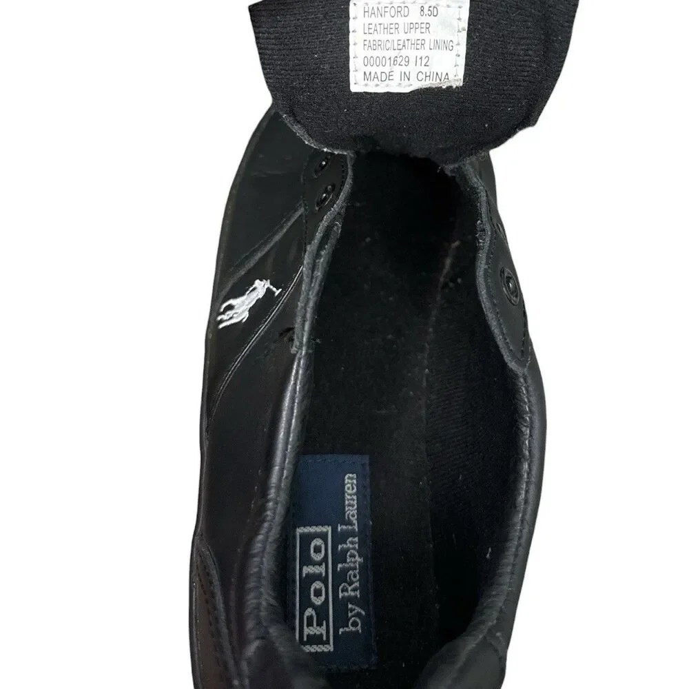 Polo Ralph Lauren Men's Hanford Fashion Leather Sneaker Black  - 8.5D